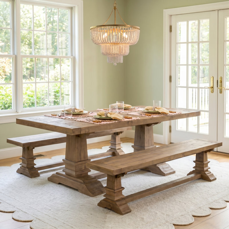 Birch Lane™ Vienna Pine Solid Wood Trestle Dining Table & Reviews